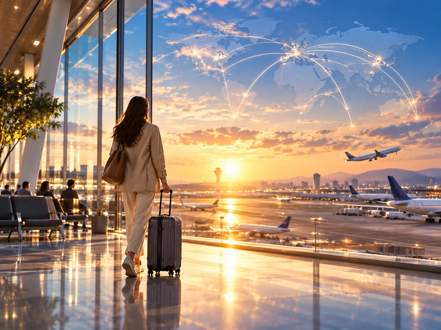 Flughafen mit internationalen Flugrouten als Symbol für Flüge ab Memmingen
